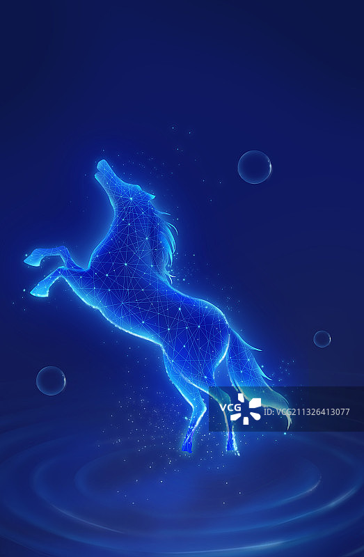 梦幻科技马插画图片素材