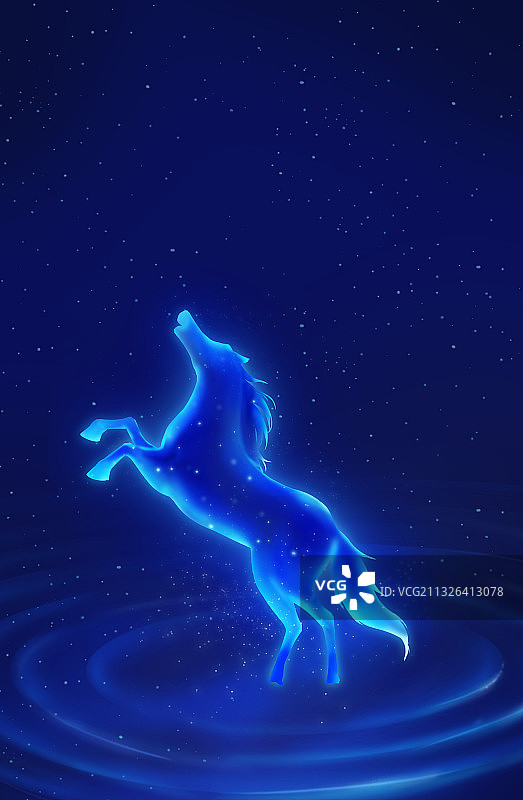 梦幻科技马插画图片素材