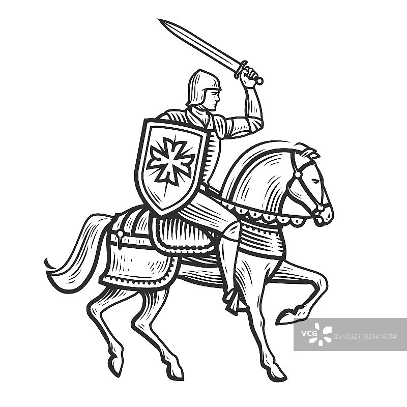 骑马盔甲骑士中世纪纹章图片素材