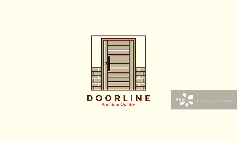 木质复古门线条logo图标设计图片素材