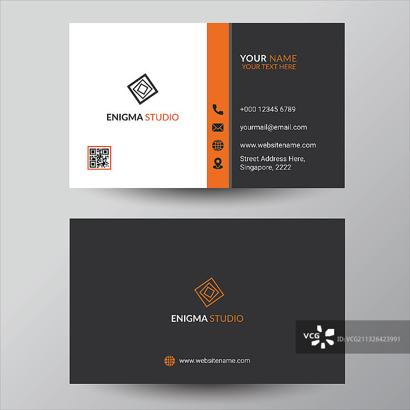 灰色橙色企业名片设计图片素材