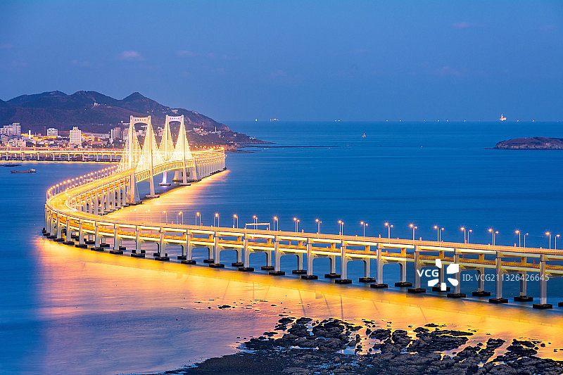 大连星海湾大桥、跨海大桥夜景图片素材