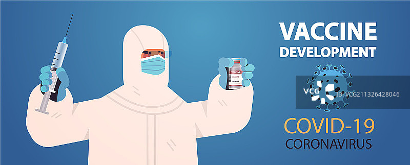 科学家手持装有冠状病毒的药瓶图片素材