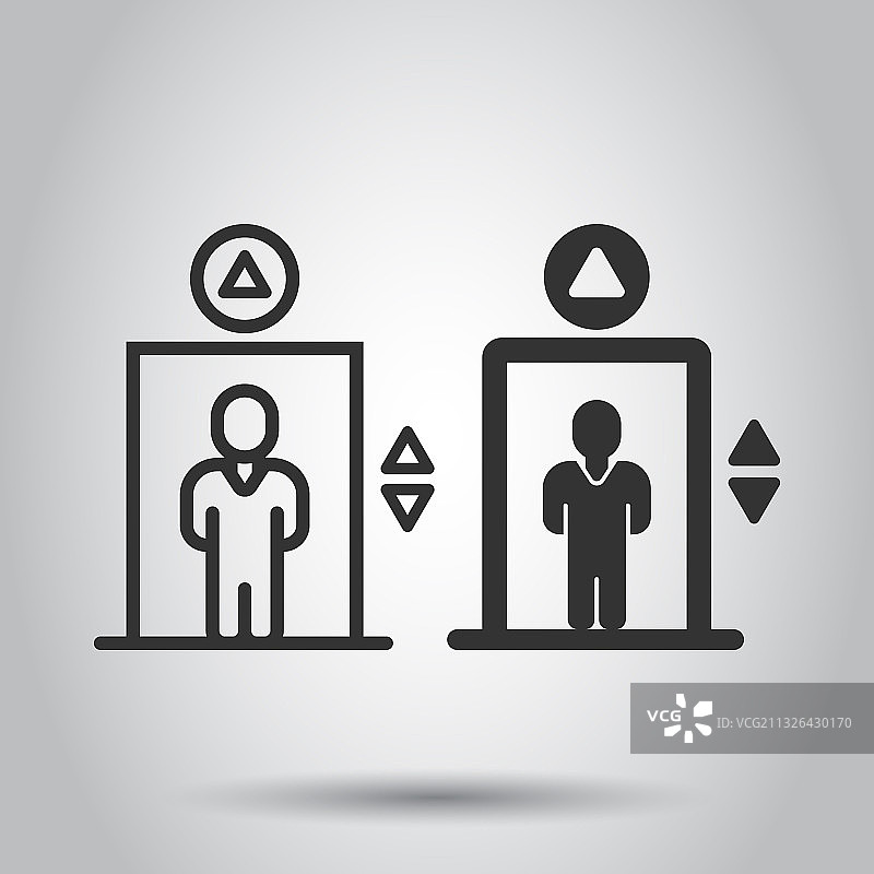 白色背景的扁平风格电梯图标图片素材