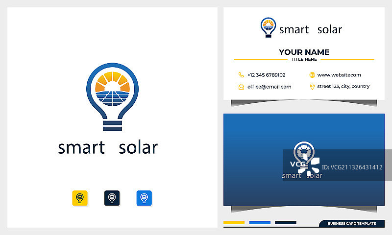 太阳能电池板与太阳能灯泡标志图片素材