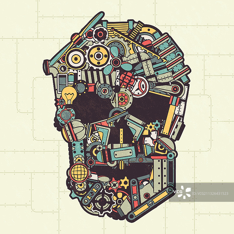 机械零件组成的骷髅图片素材