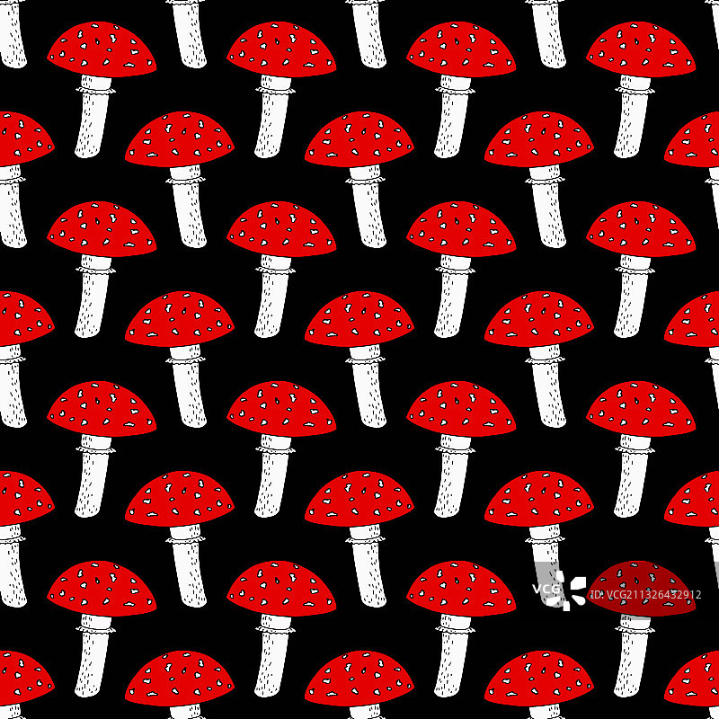 毒蝇伞无缝图案壁纸纺织品图片素材