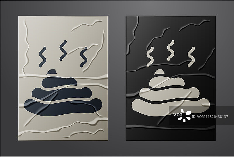 皱纹纸上的白色排泄物图标图片素材