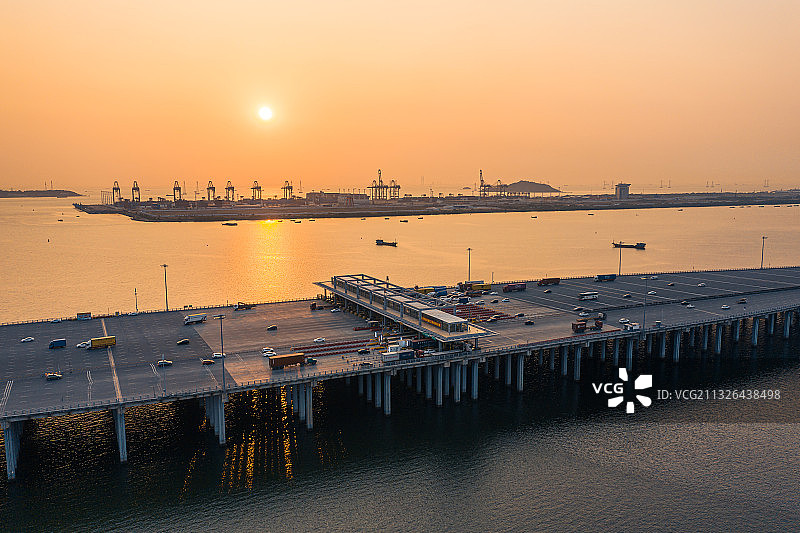 深圳前海湾日落图片素材