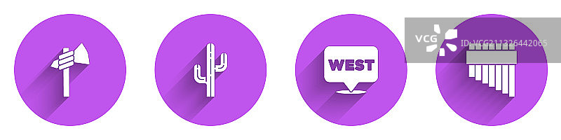 战斧、仙人掌、指向狂野西部的指针图片素材