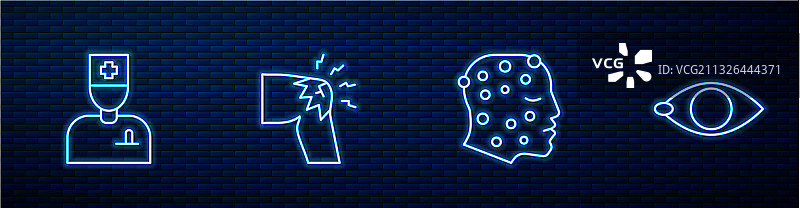 牛皮癣或湿疹皮疹男医生线条组合图片素材