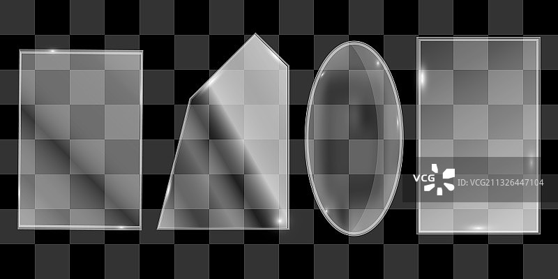 透明背景上的玻璃盘套装图片素材