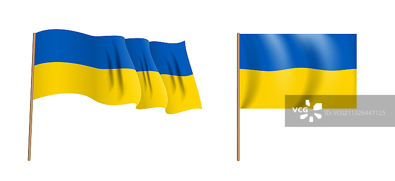 色彩鲜艳的乌克兰国旗飘扬图片素材