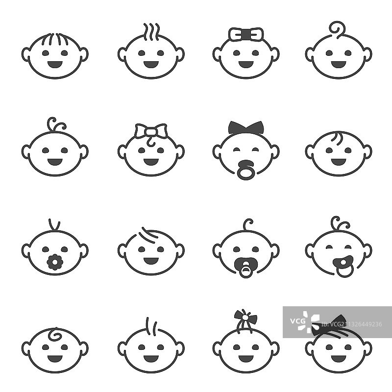 可爱男孩女孩面部合集图片素材