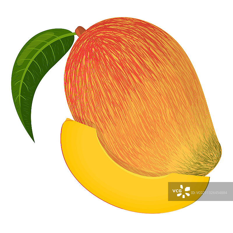 完整和切片的新鲜异域芒果图片素材