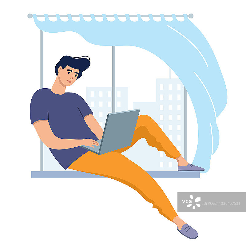 在家工作的自由职业男子图片素材