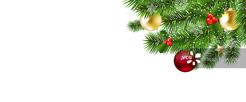 圣诞冷杉树边框和白色背景图片素材