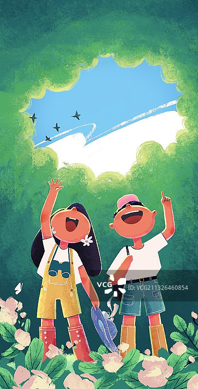 光感儿童插画·去探险图片素材