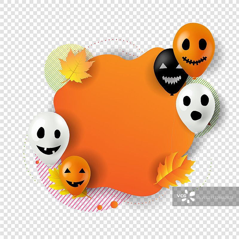 带气球的万圣节透明banner图片素材
