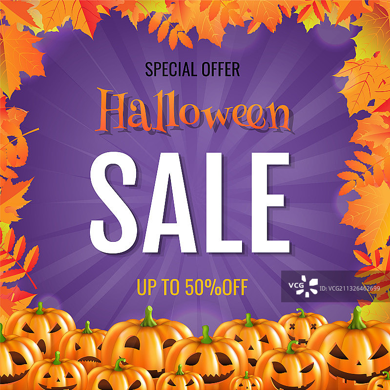 万圣节快乐南瓜紫色横幅图片素材