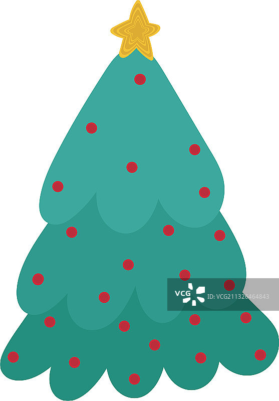 圣诞快乐，带星星和球的可爱树图片素材