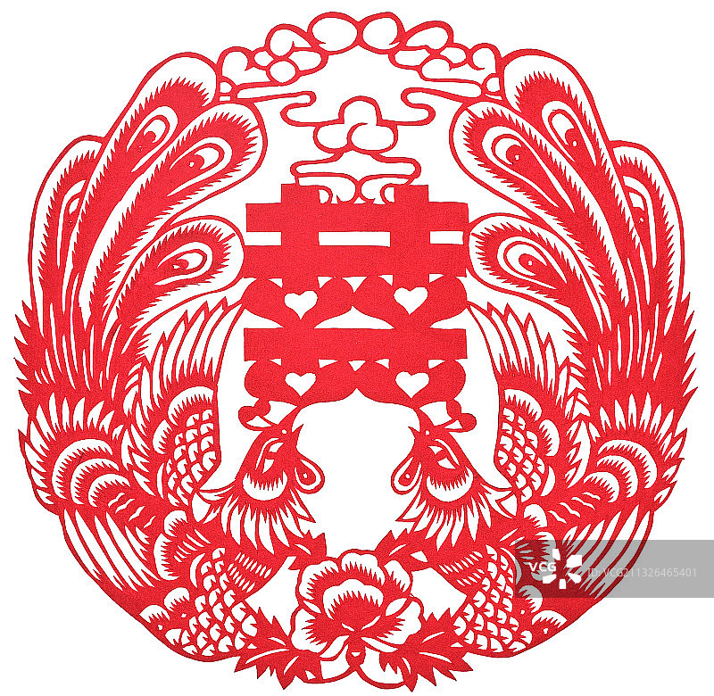 中国传统剪纸喜字图片素材