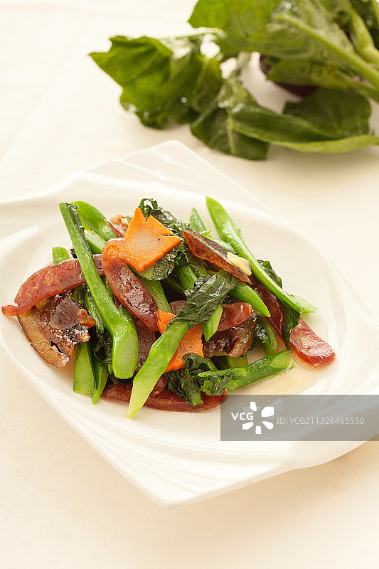 粤菜菜心腊肉图片素材
