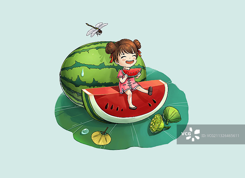 夏天吃西瓜图片素材