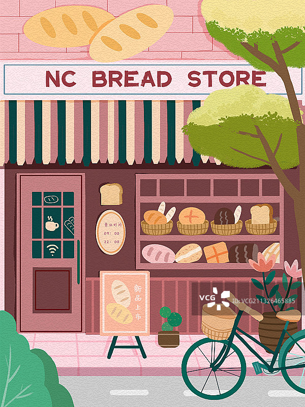 肌理面包店铺图片素材