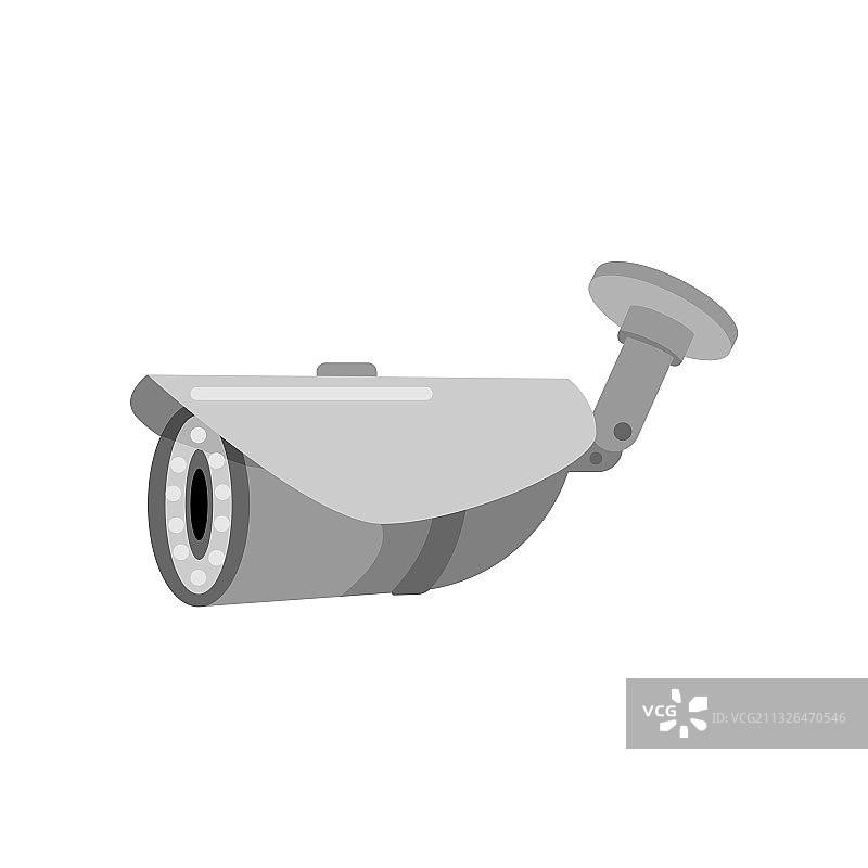 白色背景上的椭圆形灰色监控摄像头图片素材