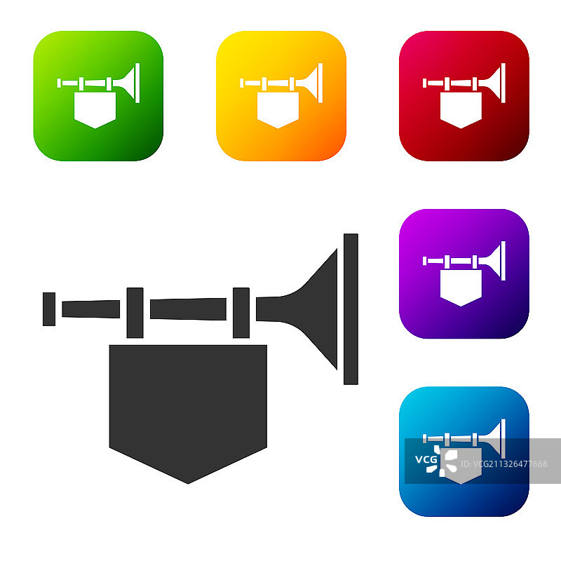 带旗帜图标的黑色喇叭图片素材