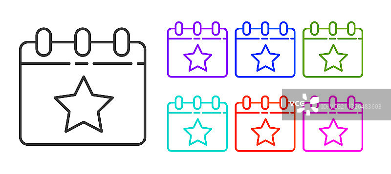 带有7月4日日期的黑色线条日历图标图片素材