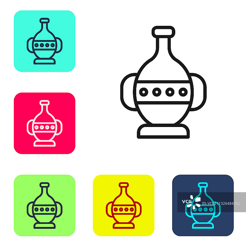 白色背景上的黑色古代双耳瓶图标图片素材