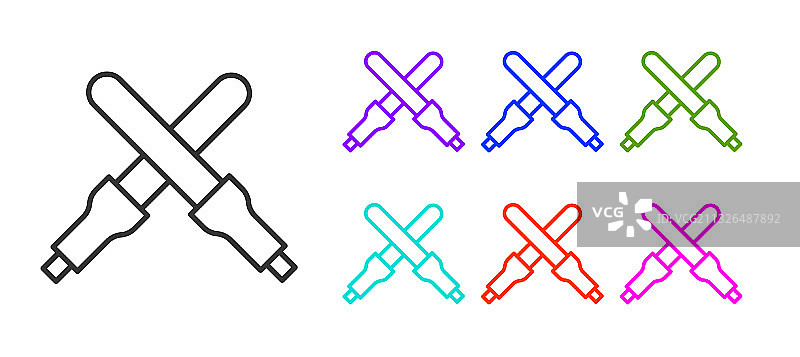 飞机引导棒黑色图标图片素材