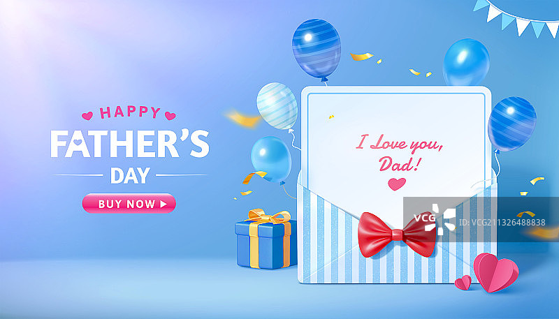 父亲节卡片与气球装饰 网页模版图片素材
