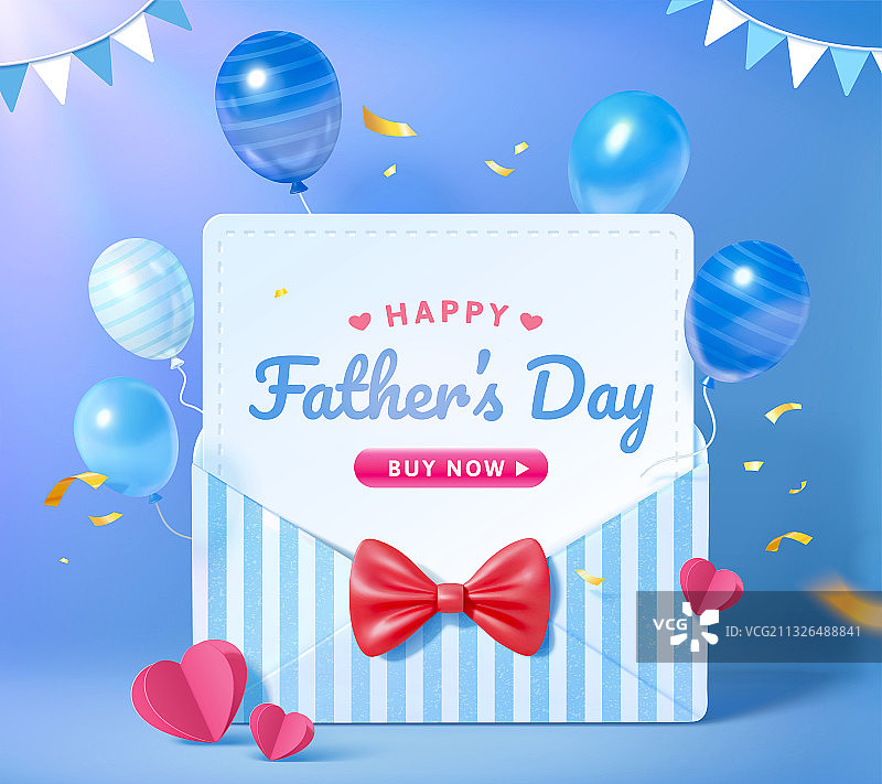 父亲节卡片与气球装饰贺图图片素材