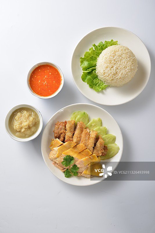 泰式海南鸡饭炸鸡排套餐图片素材