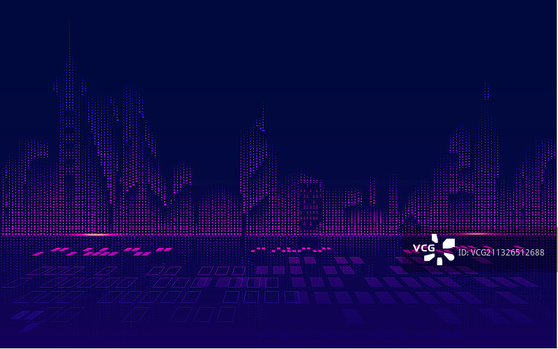 现代科技点状城市景观摩天大楼矢量插图素材图片素材