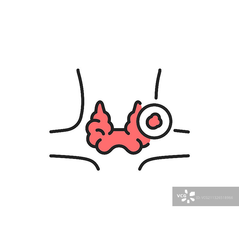 甲状腺癌彩色线条图标，网络示意图图片素材