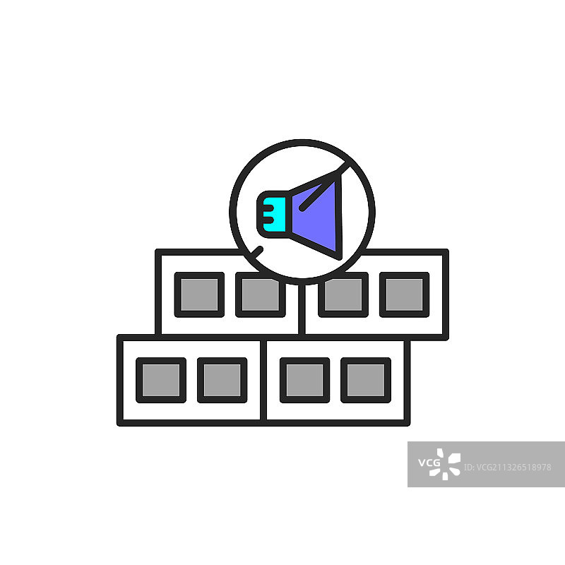 加气混凝土彩色线条图标图片素材