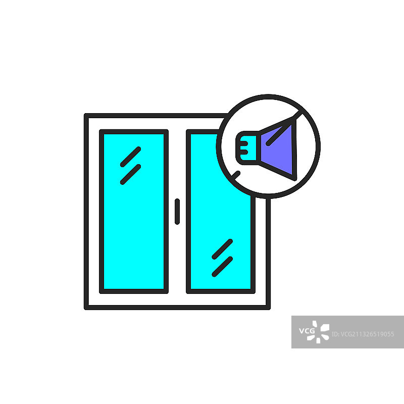 隔音窗户彩色线条图标图片素材