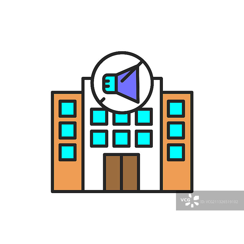 彩色线条公寓隔音图标图片素材