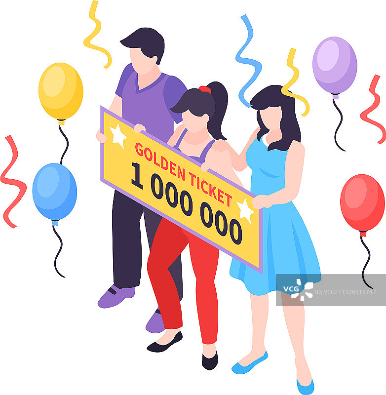 2.5D幸运彩票图片素材