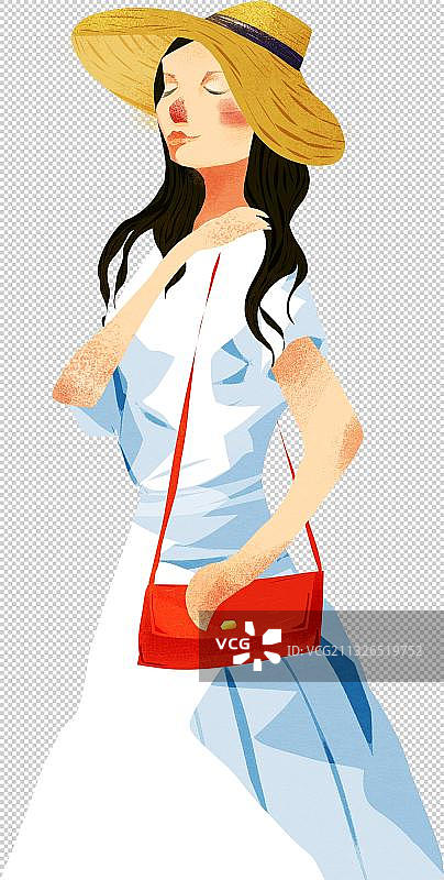 夏天旅行中拍照的美女图片素材
