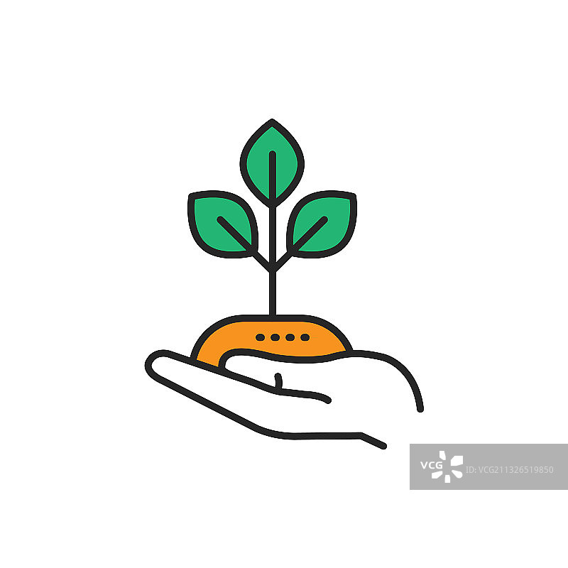 网页用手绘彩色植物图标图片素材