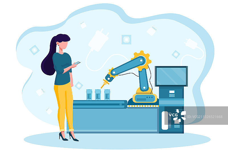 组装和使用智能手机的女人图片素材