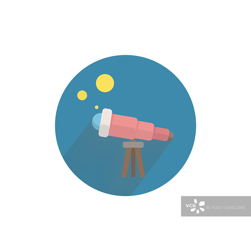 带阴影的彩色扁平望远镜图标图片素材