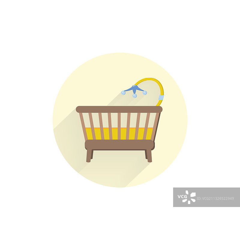 婴儿摇篮彩色扁平图标图片素材