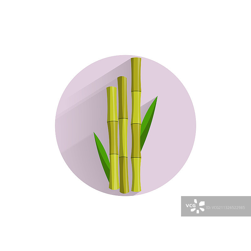 彩色扁平竹枝图标（长阴影）图片素材