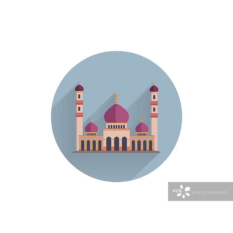彩色扁平风格清真寺图标图片素材
